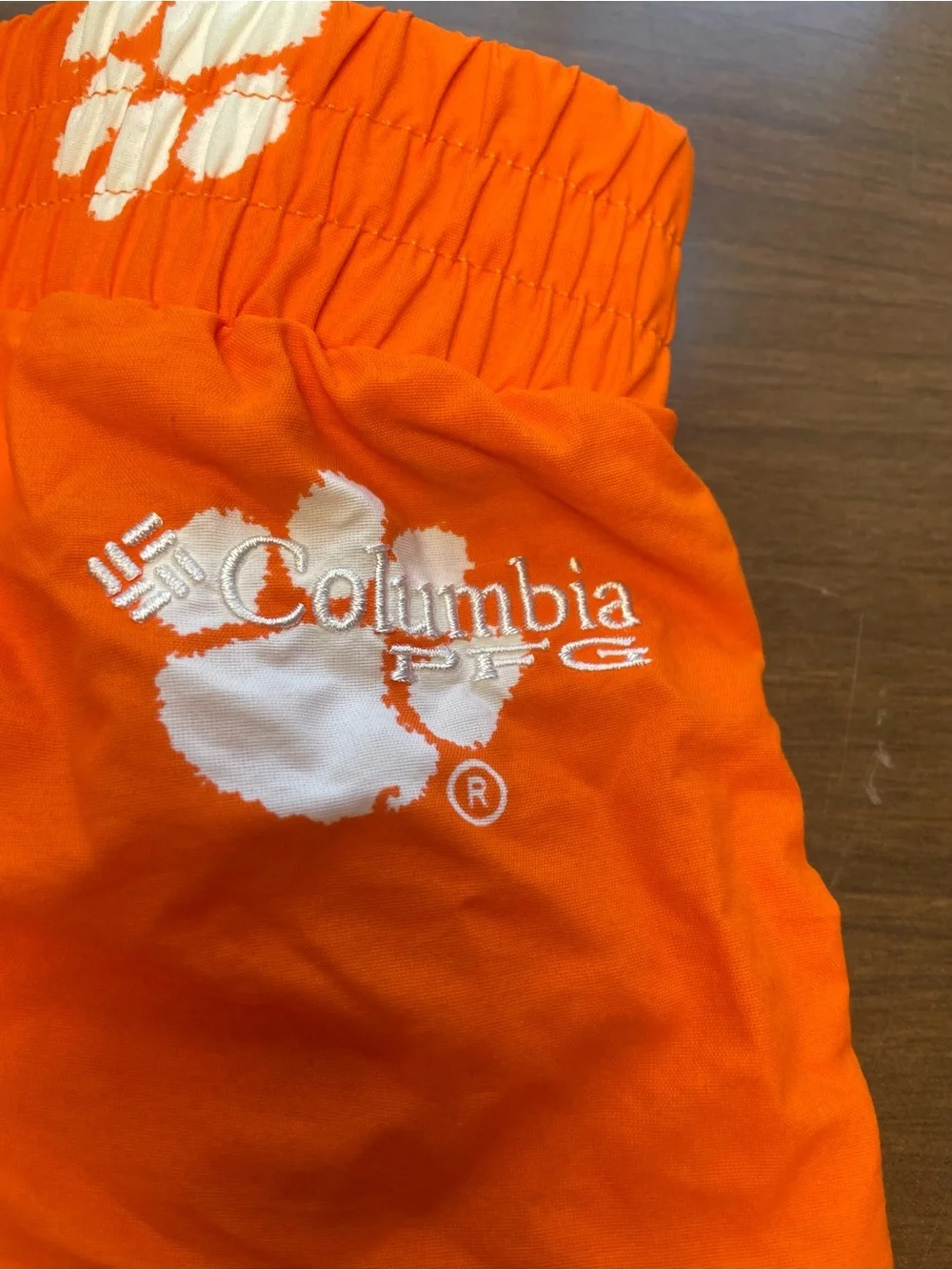 Columbia Orange Swim Trunks with White Paw Print